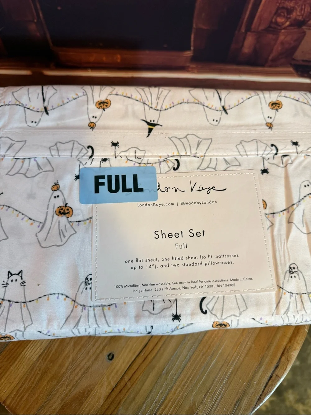 London Kaye Full Sheet Set NWT Ghost Summerween Halloween Cats Witch